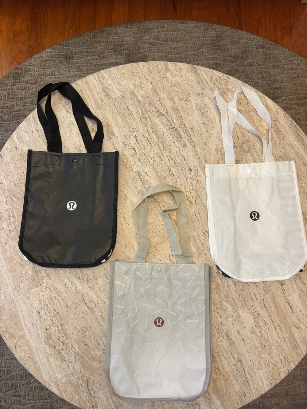 Lululemon Reusable Tote Bag Bundle of 8 - Black, White, Red, Gray, & Prints